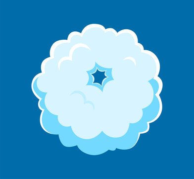Fluffy white clouds font, smoke typeface letter O. Heaven type featuring soft puffy cloud texture. Vector cloudy sky ABC English alphabet for kids educational materials or weather app design
