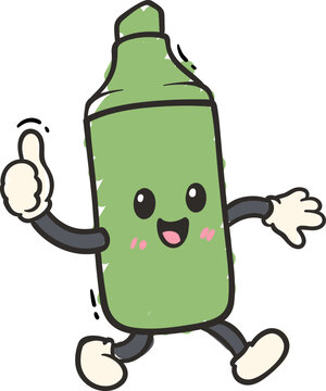 cute green highlighter cartoon