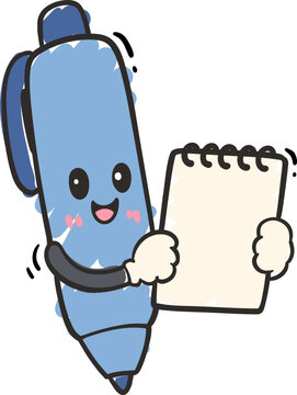 Smart Pen Character Holding Notebook