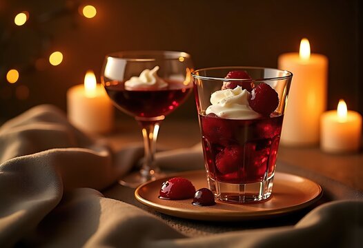 Decadent Port Wine Dessert Indulgence in Candlelit Tasting Sanctuary