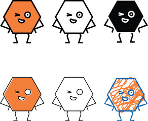 Obraz premium hexagon geometric shape character color icon vector. range hexagon geometric shape character sign. isolated symbol