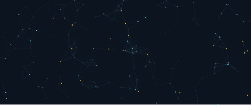 Abstract network background with interconnected points and lines on a dark blue backdrop vector illustration