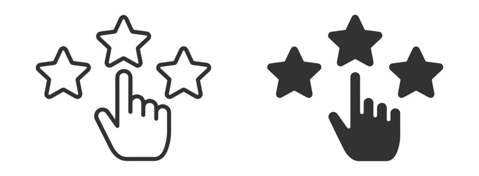 Rating and review icon collection, customer feedback, evaluation and star ranking symbols on transparent background