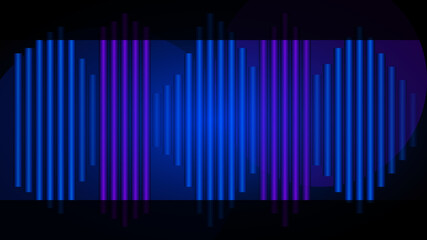 Fototapeta premium Abstract sound wave equalizer pattern with vertical blue and purple glowing light bars