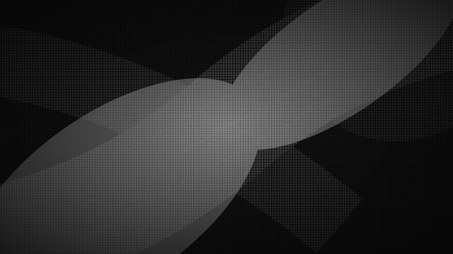 Abstract dark background with overlapping geometric shapes and subtle halftone dot pattern texture
