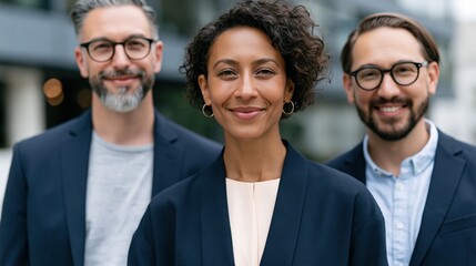 Obraz premium Three business professionals posing for corporate portrait