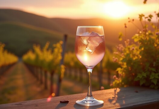 Serene Vineyard Terrace Sunset Rosa Wine Crisp Terrain Soothing Overlook Blossoms
