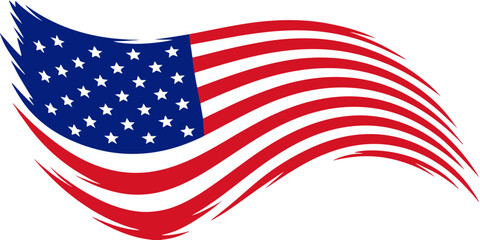 Fototapeta premium Waving American flag with red white blue stripes and stars during a celebratory event