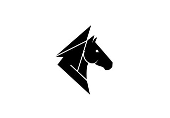 Fototapeta premium Geometric horse head silhouette on white background for branding designs