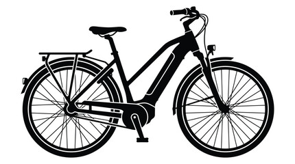 Fototapeta premium Bicycle Silhouette Against White Background A Detailed Black Shape