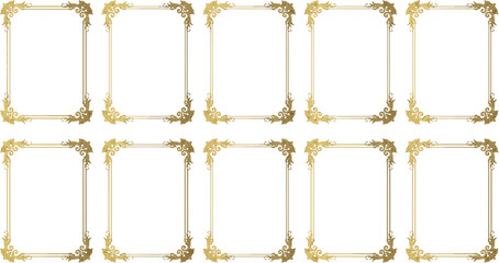 Fototapeta premium Set of Ornate Gold Decorative Frames and Borders