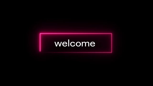 welcome neon sign animation with particles. luxury welcome text animation. This animated is suitable for greetings and opening videos. animated colorful lights alpha channel