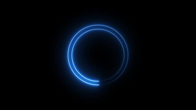Glowing blue Fire shining Eclipse rotate in moving around black circle motion graphic. 4K Abstract Red Power Flame Vortex Round Background for your logo