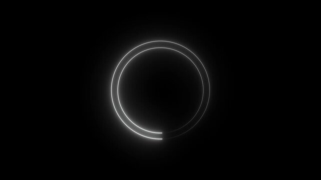 Glowing gray Fire shining Eclipse rotate in moving around black circle motion graphic. 4K Abstract Red Power Flame Vortex Round Background for your logo