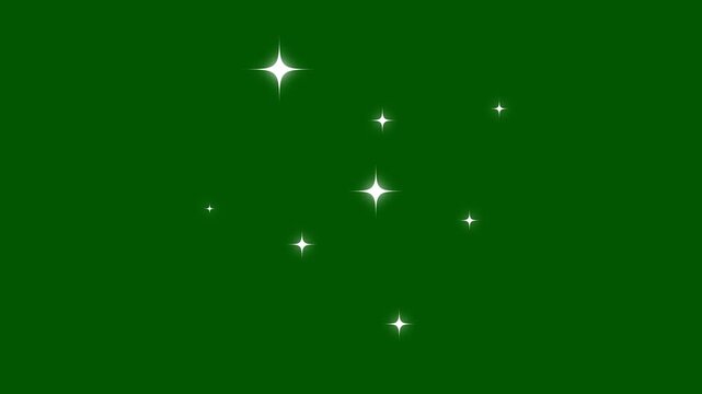 Shiny Glowing Stars and Sparkling Particle Trails 4K, Blinking Twinkle Effects, White Flat Vector Doodles for Holiday Video Overlays