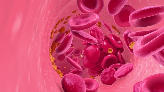 Plaque buildup in an artery narrows blood flow and can trigger clots that block the vessel completely