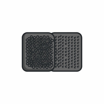 Flat vector icon of dark grey hook and loop fastener strips. One piece shows the loop texture and the other shows the hook texture, both side by side on a plain white background.