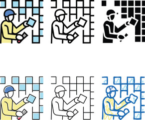 Obraz premium tiler worker color icon vector. tiler variations worker sign. isolated symbol