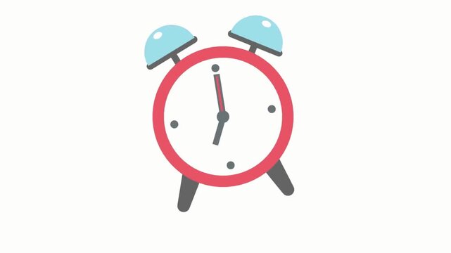 Red Cartoon Alarm Clock Ringing at Seven OClock