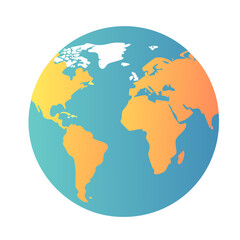 Obraz premium Flat design illustration of Earth globe with continents
