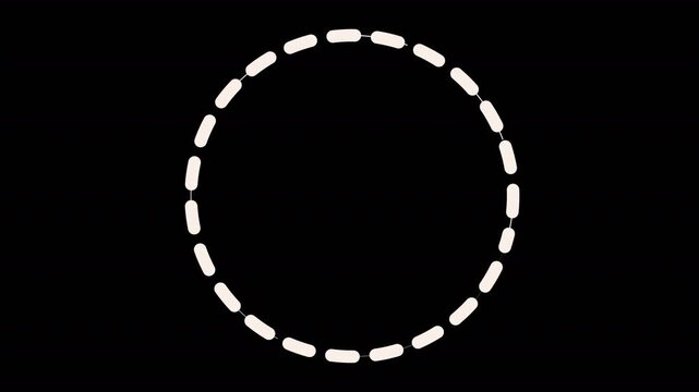 Animated dashed circular border with rotating outline effect on dark background for modern interface design