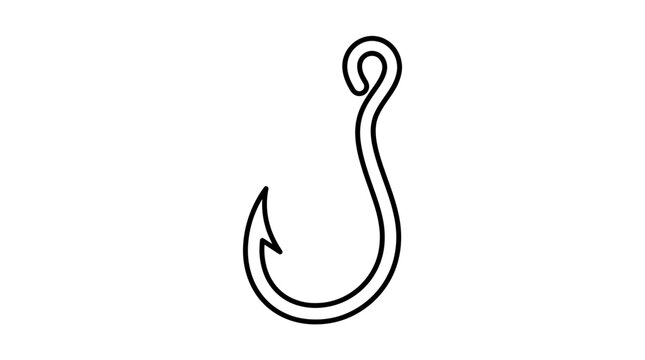 Fishing Hook Line Art On White Background
