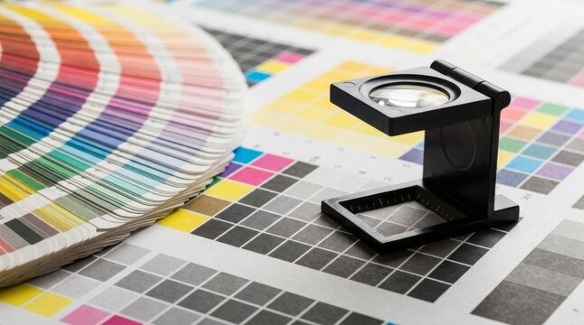Input ingredient 0Color management set. Professional Color Proofing with Magnifying Loupe, Swatch Guide Fan, and Print Test Sheets for High-Quality Graphic Design and Offset Printing Calibration