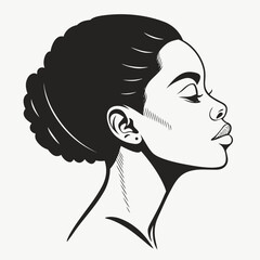Side profile portrait of a young woman with afro hair style beauty industry hair care portrait silhouette wellness ©  Image Factory