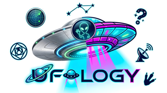 The logo consists of a stylized flying saucer (UFO), seen from a slightly tilted perspective.