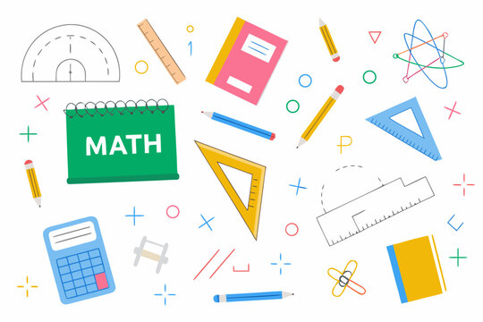 Educational Math Supplies Illustration Flat Vector Graphic