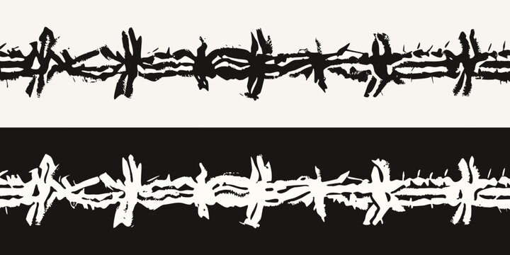 Barbed Wire Illustration Rough Ink Sketch On White Background