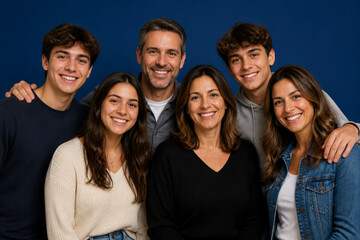 Fototapeta premium Multigenerational family smiling together in studio portrait