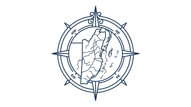 Compass Rose with Map of Belize Inside.