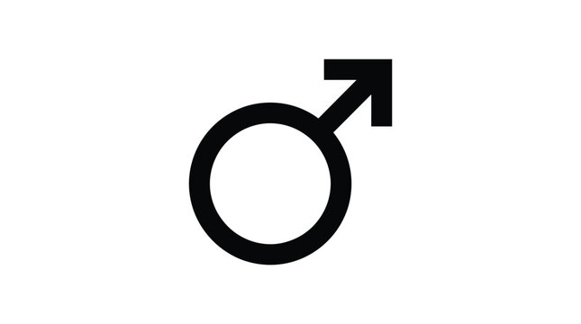 Simple black male gender symbol vector illustration isolated on a clean and bright white background
