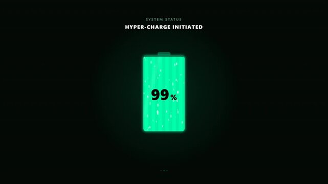 Futuristic battery hyper-charging animation showing 96 percent