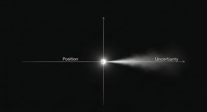 Quantum mechanics position and uncertainty principle visualization on a dark field