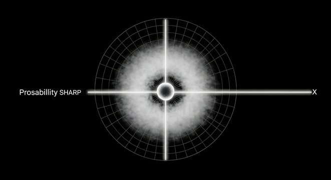 Quantum probability distribution grid visualized with sharp focus and central energy