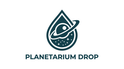 Planet and stars inside a drop for Planetarium logo. © bakooh