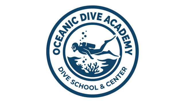 Oceanic Dive Academy circular logo with scuba diver silhouette.