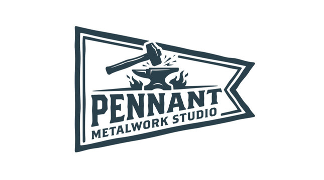 Anvil and hammer logo for a metalwork studio business.