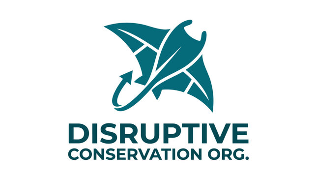 Abstract manta ray logo for marine conservation organization.