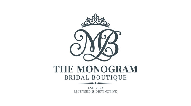 Elegant script MB monogram logo for bridal boutiques.