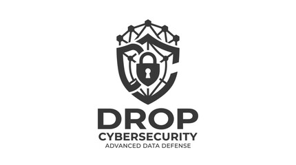 Obraz premium Drop cybersecurity advanced data defense shield logo.