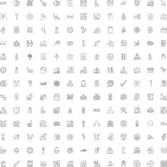 Fototapeta premium Large diverse set of minimalist line icons and pictograms for web, app and print vector outlines covering business, lifestyle, tech, travel, food, health and ui elements