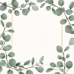 Fototapeta premium Watercolor Eucalyptus Frame Border on White Background