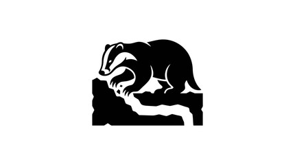 Naklejka premium Black and white badger illustration on plain background