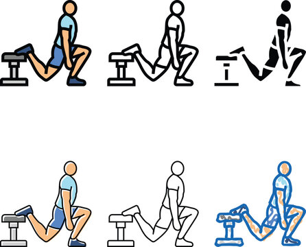 bulgarian variety split squats fitness exercise color icon vector. bulgarian split squats fitness exercise sign. isolated symbol