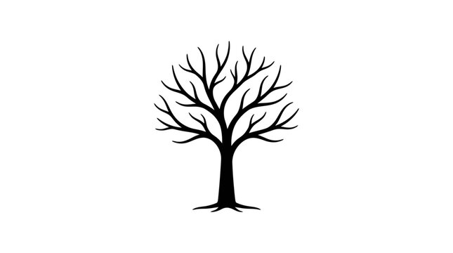 Bare tree silhouette against white background