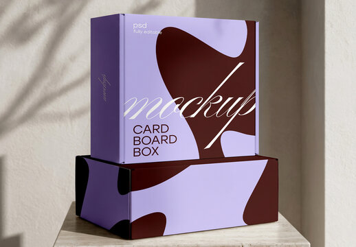 Cardboard Box Set on Pedestal Mockup