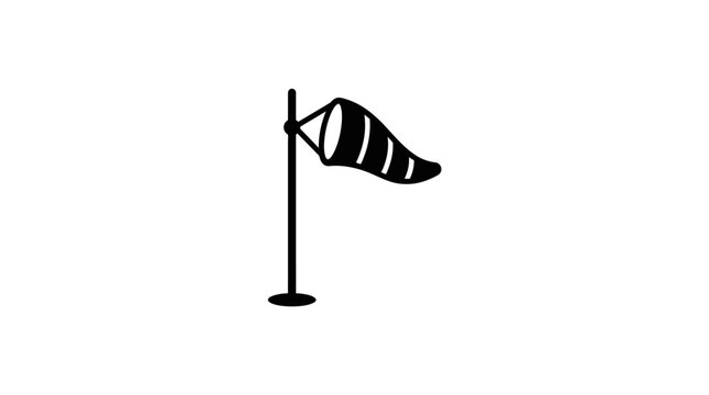 Black and white windsock on a pole indicating wind direction